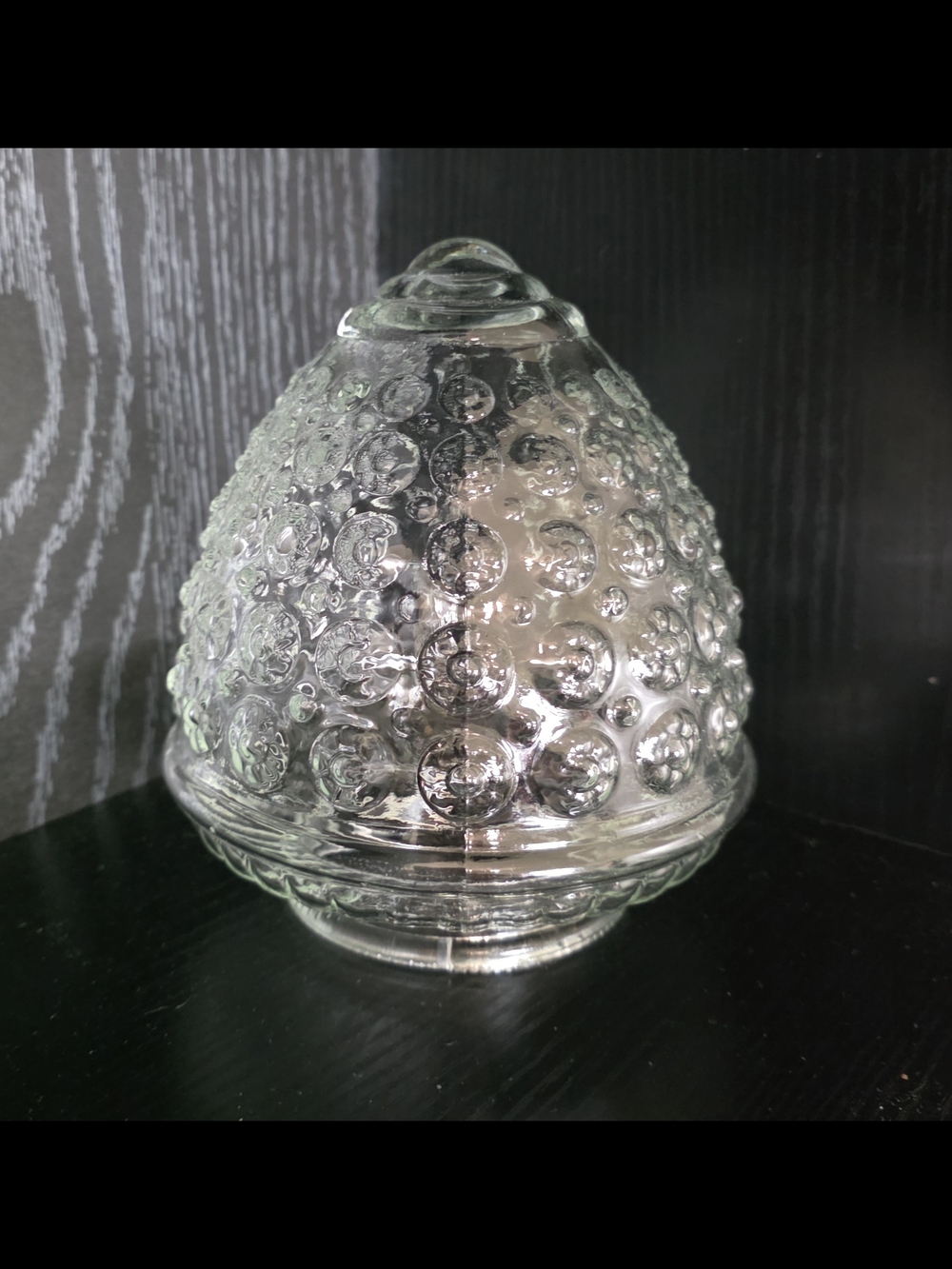 Vintage Glass Light Shade Acorn Like Shape With Bubble Pattern